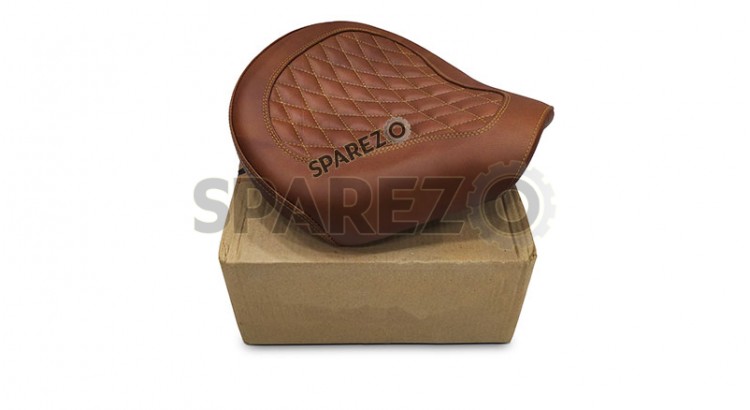 For Royal Enfield Shotgun 650 Genuine Leather Front Rider Seat Brown - SPAREZO